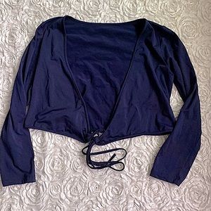 Navy Blue tie from long sleeve crop top size XL